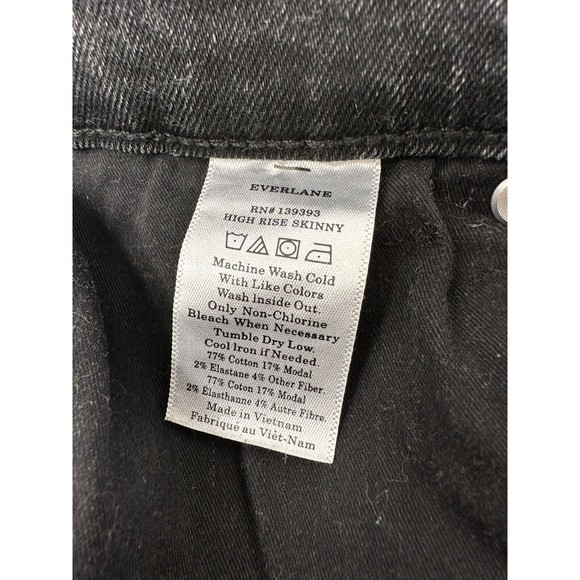 Everlane Jeans Women’s Sz 26 R High Rise Slim Straight Stretch Black Button Fly - Picture 7 of 7